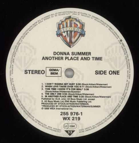 Donna Summer Another Place And Time vinyl LP album (LP record) UK SUMLPAN238241
