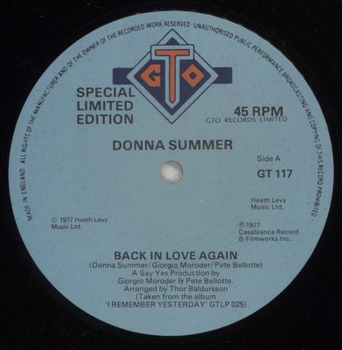 Donna Summer Back In Love Again 12" vinyl single (12 inch record / Maxi-single) UK SUM12BA44276