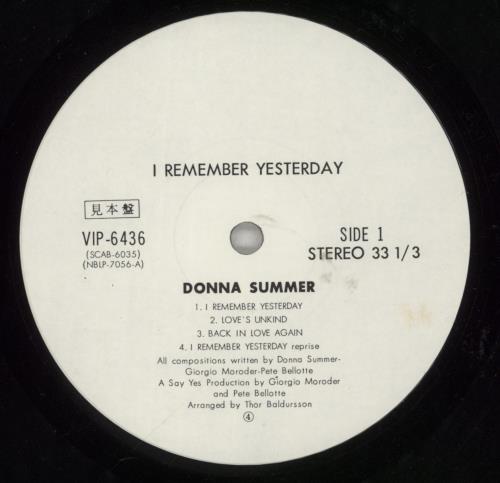 Donna Summer I Remember Yesterday vinyl LP album (LP record) Japanese SUMLPIR136238