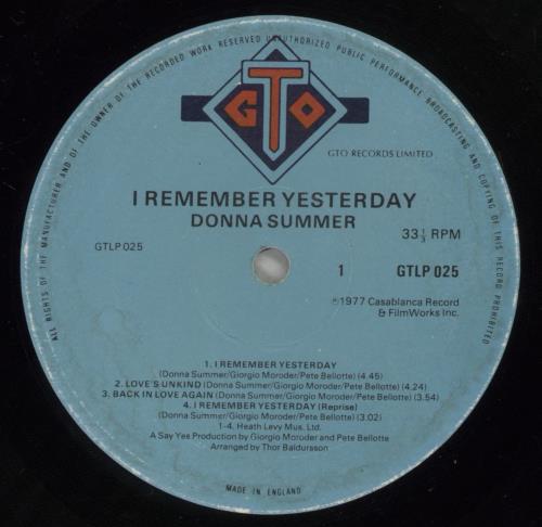 Donna Summer I Remember Yesterday vinyl LP album (LP record) UK SUMLPIR228819