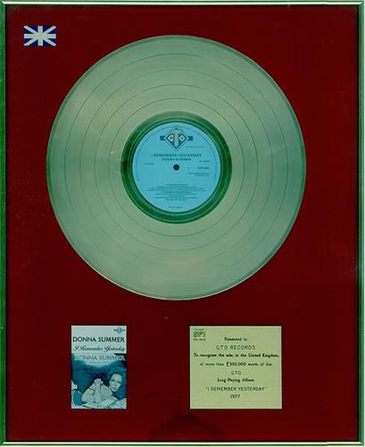 Donna Summer I Remember Yesterday award disc UK SUMAWIR497669