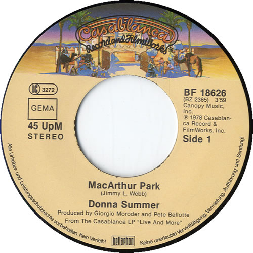 Donna Summer MacArthur Park 7" vinyl single (7 inch record / 45) German SUM07MA155942