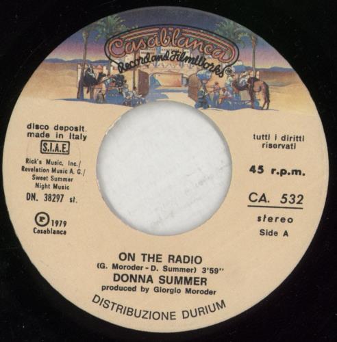 Donna Summer On The Radio 7" vinyl single (7 inch record / 45) Italian SUM07ON102323