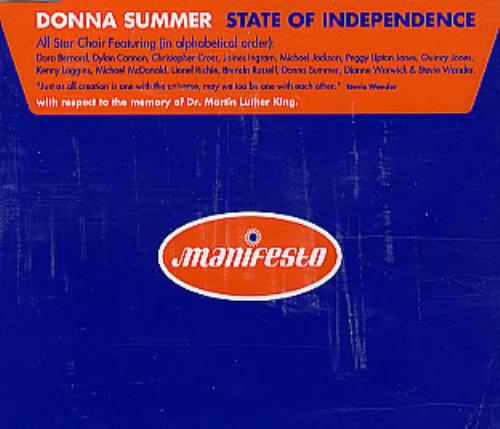 Donna Summer State Of Independence CD single (CD5 / 5") UK SUMC5ST67166