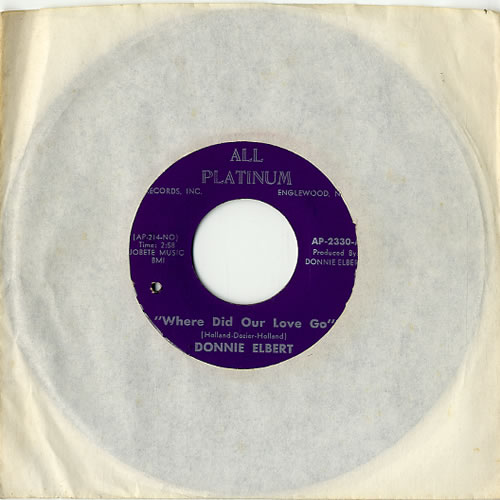 Donnie Elbert Where Did Our Love Go? 7" vinyl single (7 inch record / 45) US 2DE07WH610022