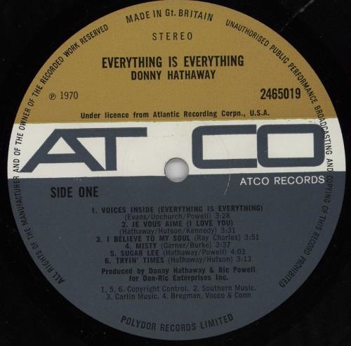 Donny Hathaway Everything Is Everything vinyl LP album (LP record) UK DYHLPEV757868