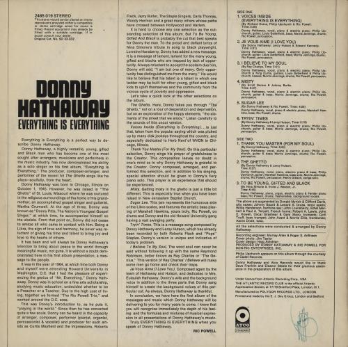 Donny Hathaway Everything Is Everything vinyl LP album (LP record) UK DYHLPEV757868