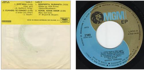Donny Osmond Oye Nina 7" vinyl single (7 inch record / 45) Mexican DOS07OY244158