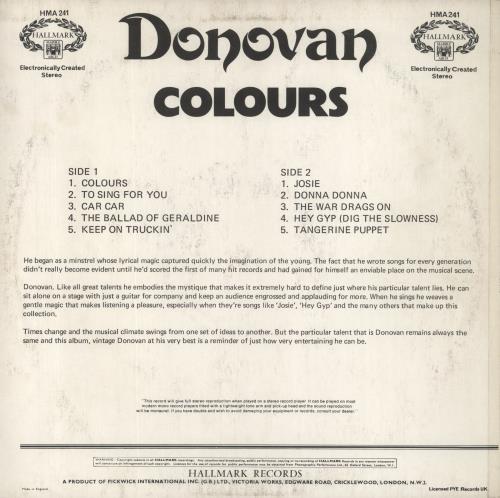 Donovan Colours vinyl LP album (LP record) UK DOVLPCO617480