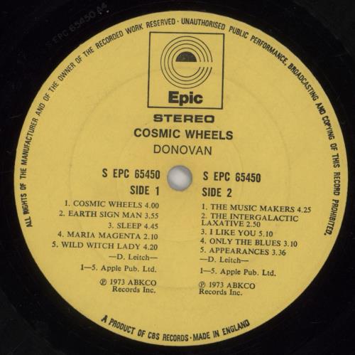 Donovan Cosmic Wheels - Complete - VG vinyl LP album (LP record) UK DOVLPCO704540