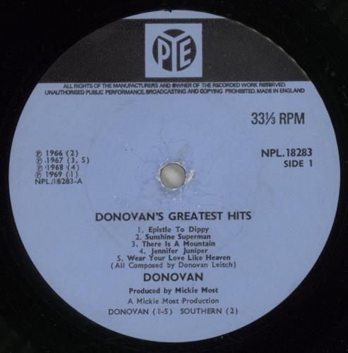 Donovan Greatest Hits vinyl LP album (LP record) UK DOVLPGR715621
