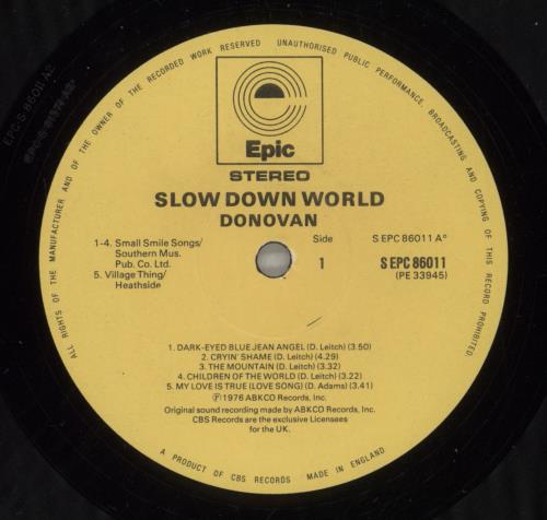 Donovan Slow Down World vinyl LP album (LP record) UK DOVLPSL392299
