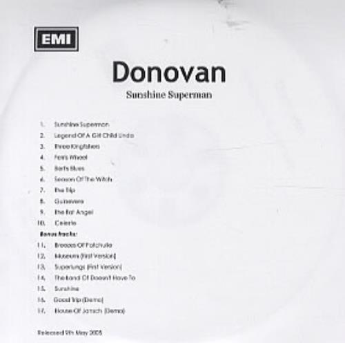 Donovan Sunshine Superman CD-R acetate UK DOVCRSU326589