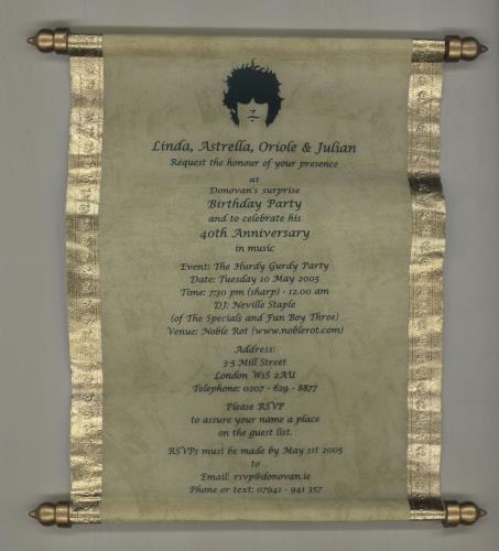 Donovan The Hurdy Gurdy Party memorabilia UK DOVMMTH681413