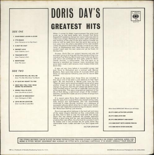 Doris Day Doris Day's Greatest Hits vinyl LP album (LP record) UK DRDLPDO731112