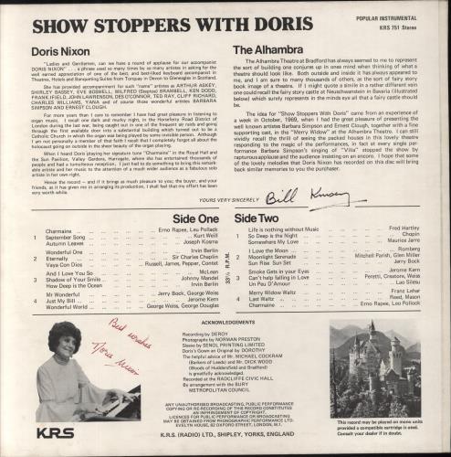 Doris Nixon Show Stoppers With Doris vinyl LP album (LP record) UK 422LPSH792517