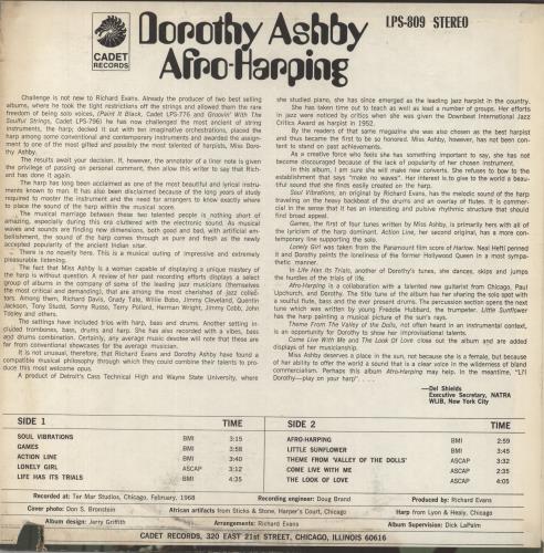 Dorothy Ashby Afro-Harping - 2nd vinyl LP album (LP record) US D~ALPAF853669