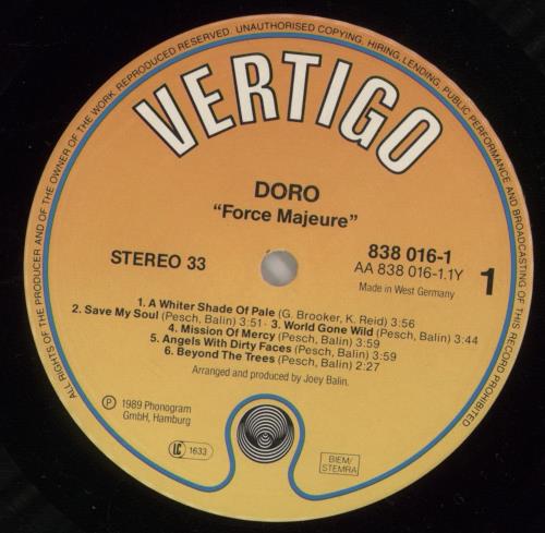Doro Force Majeure - Sticker vinyl LP album (LP record) German D-OLPFO186833