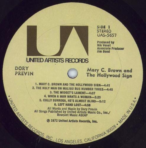 Dory Previn Mary C. Brown And The Hollywood Sign vinyl LP album (LP record) US DOILPMA802647