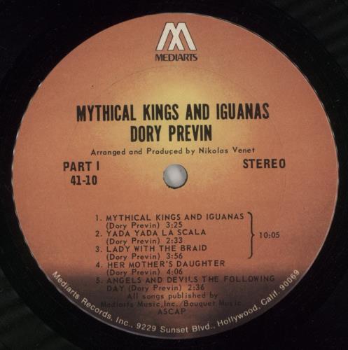 Dory Previn Mythical Kings And Iguanas vinyl LP album (LP record) US DOILPMY509727