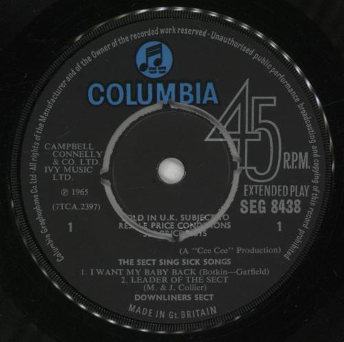 Downliners Sect The Sect Sing Sick Songs 7" vinyl single (7 inch record / 45) UK DWS07TH558992
