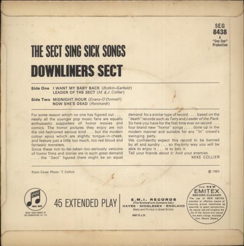 Downliners Sect The Sect Sing Sick Songs 7" vinyl single (7 inch record / 45) UK DWS07TH558992