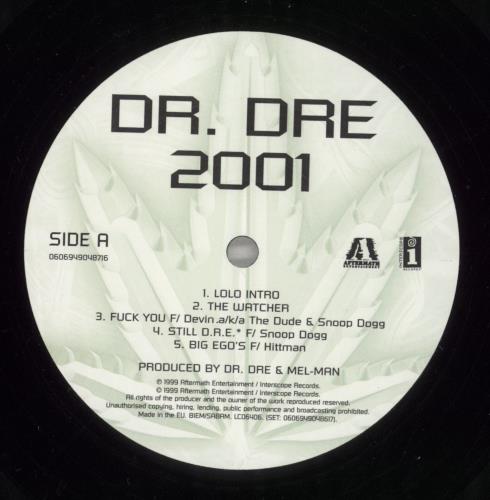 Dr Dre 2001 [Censored] - 180 Gram Vinyl 2-LP vinyl record set (Double LP Album) UK DR.2LCE752509