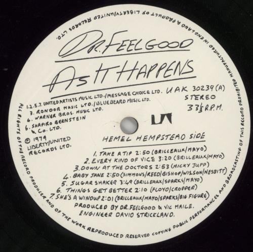 Dr Feelgood As It Happens + 7" - EX vinyl LP album (LP record) UK DRFLPAS865959