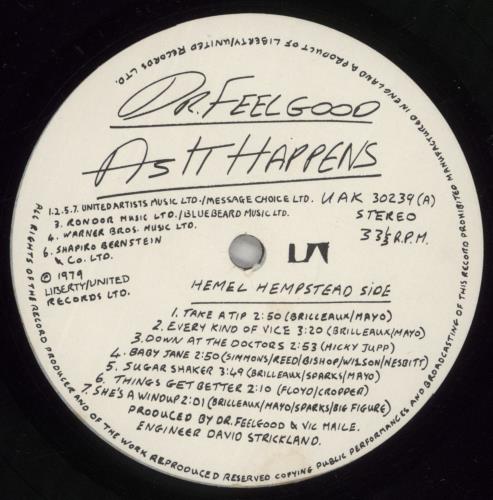 Dr Feelgood As It Happens + 7" - Shrink vinyl LP album (LP record) UK DRFLPAS874754