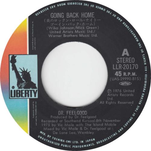 Dr Feelgood Going Back Home 7" vinyl single (7 inch record / 45) Japanese DRF07GO707025