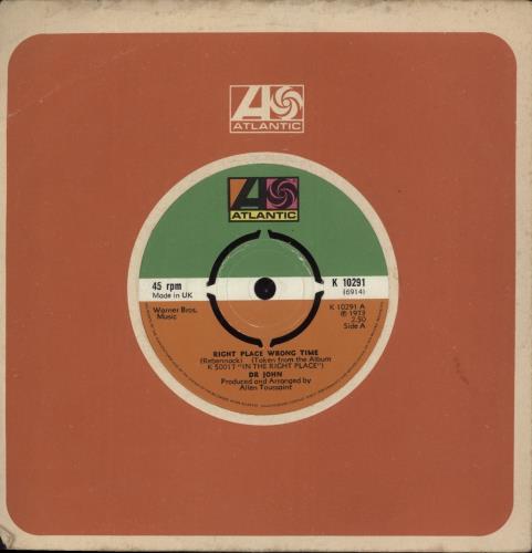Dr John Right Place Wrong Time 7" vinyl single (7 inch record / 45) UK DRJ07RI889395