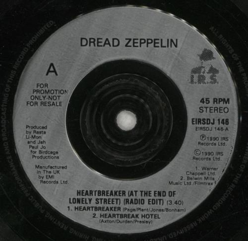 Dread Zeppelin Heartbreaker 7" vinyl single (7 inch record / 45) UK DZE07HE882286