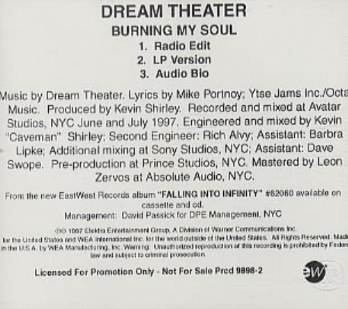 Dream Theater Burning My Soul CD single (CD5 / 5") US DRTC5BU95610