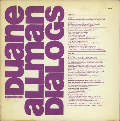 Duane Allman Dialogs vinyl LP album (LP record) US UANLPDI779674