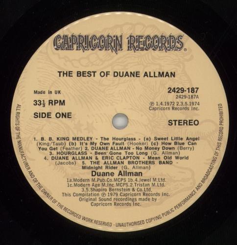 Duane Allman The Best Of Duane Allman - Gold Stamp - EX vinyl LP album (LP record) UK UANLPTH865273