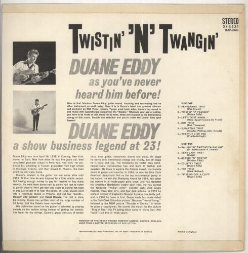 Duane Eddy Twistin' 'n' Twangin' vinyl LP album (LP record) UK DUALPTW741129