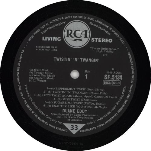 Duane Eddy Twistin' 'n' Twangin' vinyl LP album (LP record) UK DUALPTW741129