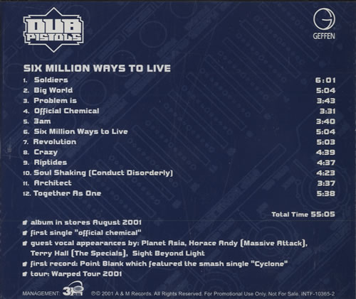 Dub Pistols Six Million Ways To Live CD album (CDLP) US DBICDSI459509