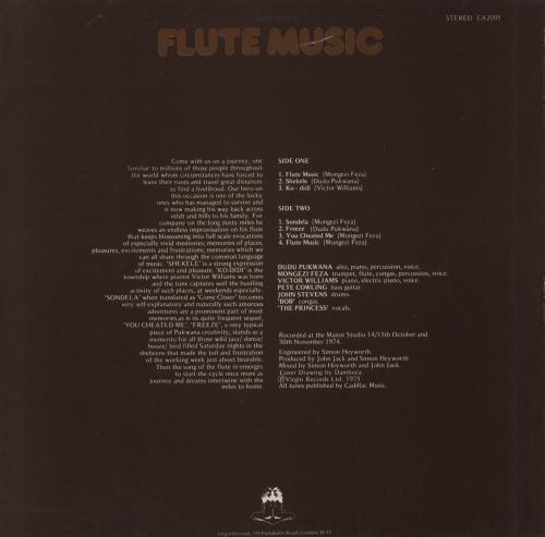 Dudu Pukwana Flute Music vinyl LP album (LP record) UK DQ3LPFL656260