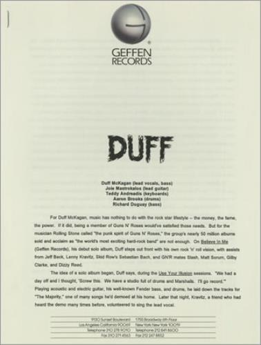 Duff McKagan Biography media press pack US DMCPPBI49636