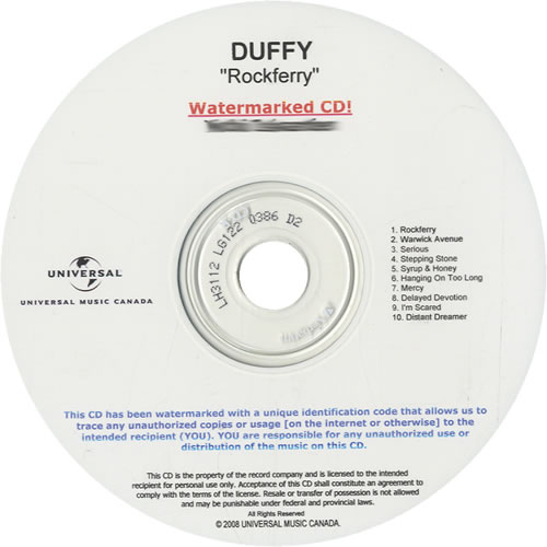 Duffy (Pop) Rockferry CD-R acetate Canadian DUFCRRO476827