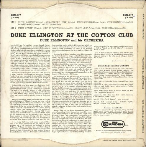 Duke Ellington At The Cotton Club - 1st vinyl LP album (LP record) UK DA3LPAT710349