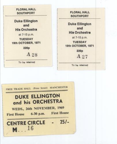 Duke Ellington British Tours - November 1969 & October 1971 + ticket stubs tour programme UK DA3TRBR787166