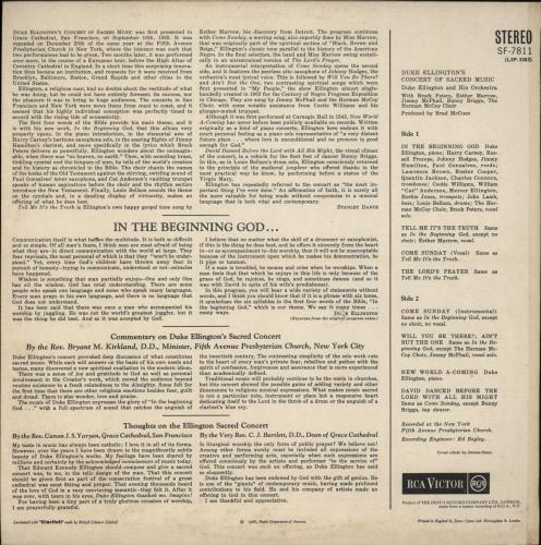 Duke Ellington Concert Of Sacred Music vinyl LP album (LP record) UK DA3LPCO448861