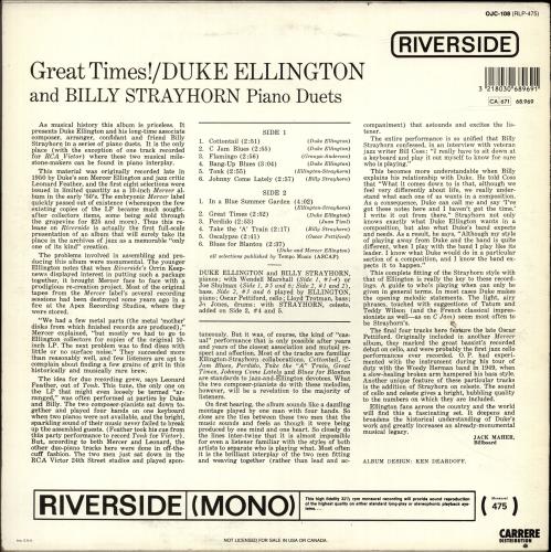 Duke Ellington Piano Duets - Great Times! vinyl LP album (LP record) French DA3LPPI691354