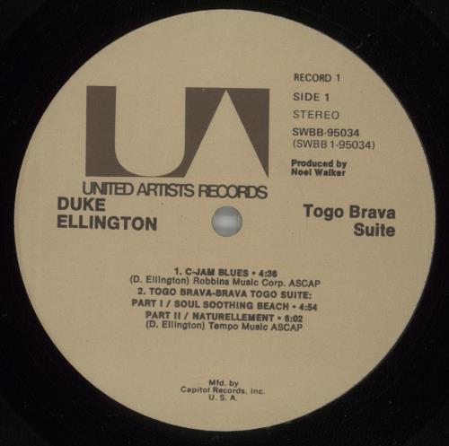 Duke Ellington Togo Brava Suite 2-LP vinyl record set (Double LP Album) US DA32LTO443608