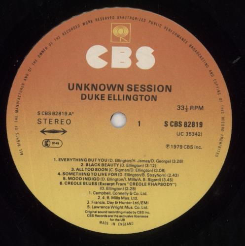 Duke Ellington Unknown Session vinyl LP album (LP record) UK DA3LPUN445875