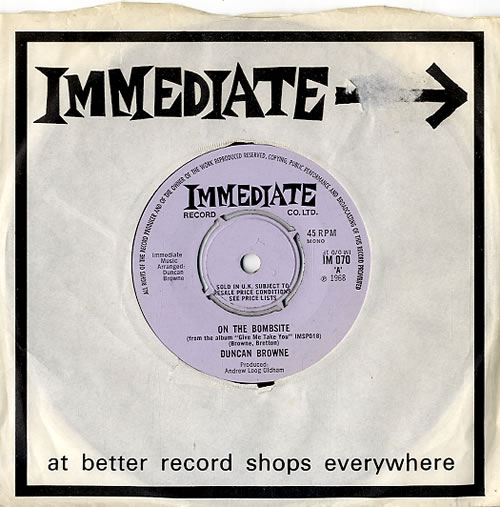 Duncan Browne On The Bombsite 7" vinyl single (7 inch record / 45) UK DBW07ON592452