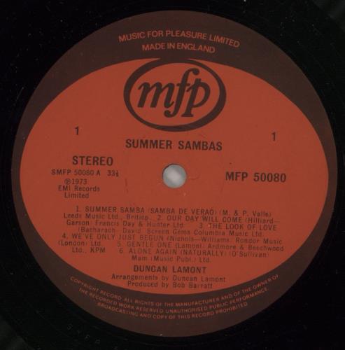 Duncan Lamont Summer Sambas vinyl LP album (LP record) UK DQLLPSU461845