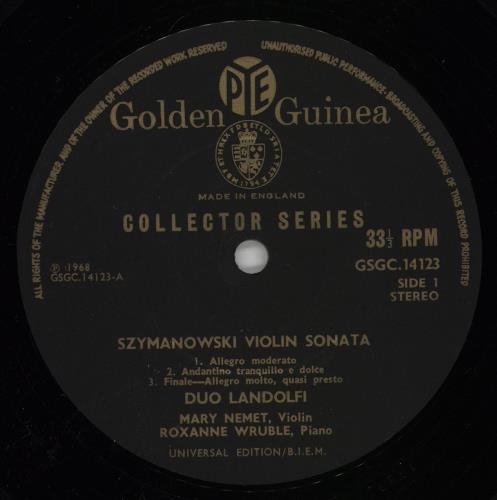 Duo Landolfi Szymanowski: Violin Sonata / Prokofiev: Violin Sonata vinyl LP album (LP record) UK 24TLPSZ761553